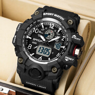 雷利時(shí)電子手表男學(xué)生青少年男士軍表初高中生多功能運動(dòng)電子表夜光防水 3169.黑白