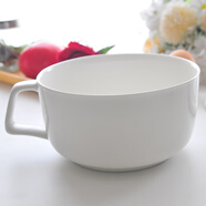 匯格泡面碗飯碗早餐杯打飯碗帶把手帶蓋陶瓷加厚純白骨瓷家用瓷碗加蓋 泡面杯（無(wú)蓋）【純白】