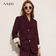 AMII女裝2025休閑西裝短褲套裝女夏季裝新款職業(yè)裝氣質(zhì)時(shí)尚 酒紅 （西裝外套） L 165/88A