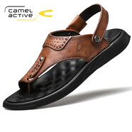駱駝動(dòng)感/CAMELACTIVE涼鞋男真皮涼鞋夏季新款時(shí)尚潮流兩用夾趾拖鞋男舒適沙灘鞋男 紅棕色 42
