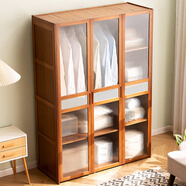 木馬人簡(jiǎn)易衣柜家用臥室出租房屋用組裝非實(shí)木組合衣櫥柜子置物架柜子 原色120長(cháng)（加深寬度47cm）