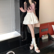 道花途白色網(wǎng)紗半身裙女裝夏季2023年新款高腰小個(gè)子a字裙蓬蓬裙蛋糕裙 白色 S