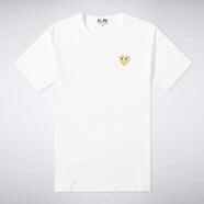 COMME DES GARCONS川久保玲CDG PLAY情侶款金色愛心短袖圓領(lǐng)T恤男女經(jīng)典款黑色金心 白色 M