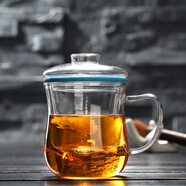 御壺堂加厚耐熱玻璃杯透明帶蓋過(guò)濾花茶杯辦公室水杯女茶水分離泡茶杯 350ml加厚美體杯+藍(lán)色膠圈