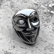 Rockpunk朋克搖滾歐美男士潮人個(gè)性不掉色高級感鈦鋼戒指復古霸氣單身食指十字架夸張朋克潮牌指環(huán) D7小丑戒 美碼9號
