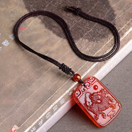 火麒麟紅瑪瑙瑞麟護(hù)塔吉祥物麒麟護(hù)主吊墜項(xiàng)鏈飾品鼠年掛件玉男女 項(xiàng)鏈款