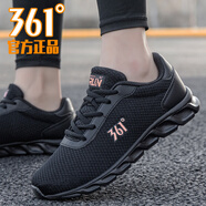 361°女鞋運(yùn)動鞋女春夏季新款網(wǎng)面鞋子女款透氣跑鞋休閑輕便361跑步鞋 曜石黑/玫瑰金 35