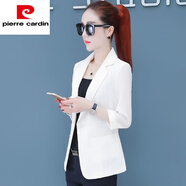 皮爾卡丹（pierre cardin）2023春裝七分袖新款西服女薄款氣質(zhì)顯瘦小個(gè)子休閑西裝短外套韓版 米白色 XL【112-120斤】