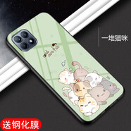 新亞魚(yú) opporeno4se手機殼全包防摔保護套Reno4SE鋼化玻璃硬殼硅膠網(wǎng)紅卡通男女時(shí)尚潮款 【一堆貓咪】+全屏鋼化膜 OPPO Reno4 SE