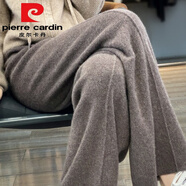 皮爾卡丹（pierre cardin）褲子女仿羊毛闊腿褲寬松休閑外穿垂感長褲秋冬直筒高腰針織毛褲 摩卡色 M