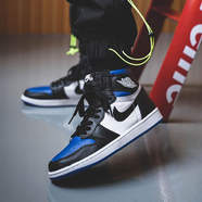 耐克（NIKE）男女鞋AIR JORDAN 1 HIGH AJ1 舒適休閑籃球鞋 555088-575441-041藍(lán)黑腳趾 35.5