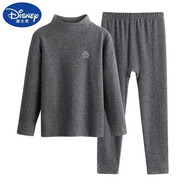 迪士尼（Disney）兒童保暖內衣男女童雙面德絨秋衣秋褲無(wú)骨加厚中大童半高領(lǐng)打底衫 灰色套裝 140 (L) 【120-130cm】