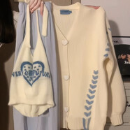 曉水奚秋天衣服女裝新款春秋季學(xué)生套裝穿搭三件套秋季多巴胺一整套女20 針織開(kāi)衫+吊帶 兩件套 M 建議80-100斤