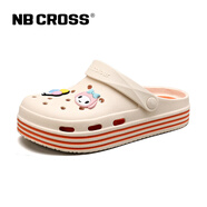 NB CROSS官方夏季新款透氣洞洞鞋女鞋防滑平底沙灘旅行鞋媽媽鞋單鞋涼拖鞋 1830 米色 37-38