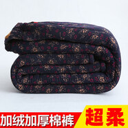 迷曼魅中老年人棉褲女加絨加厚奶奶冬裝老太太高腰寬松媽媽褲子加肥加大 4號(hào)(咖啡花) 2XL 建議70-85斤