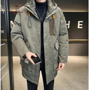 西域駱駝美式重磅工裝棉服男士中長(cháng)款冬季保暖加厚棉衣外套夾克大衣潮 軍綠色 2XL