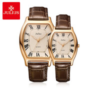 聚利時(shí)julius情侶手表一對生日情人節禮物酒桶型石英表復古皮帶防水時(shí)尚學(xué)生網(wǎng)紅簡(jiǎn)約男女情侶表 咖色情侶款（對表）