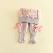 忻悅晴女童打底褲秋冬加絨加厚嬰兒連腳寶寶連體襪一體絨保暖兒童連褲襪 云朵絨-1粉色 1條 4-6歲 褲長(cháng)55CM 建議身高96-106CM