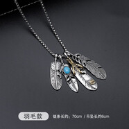EKUSTYEE 項鏈男潮簡(jiǎn)約情侶笑臉鈦鋼鏈條不掉色個(gè)性女潮ins吊墜 羽毛款-鏈條鈦鋼不掉色