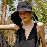 界內界外原創(chuàng  )設計師品牌太陽(yáng)帽女子20春夏季日系文藝薄款大檐盆帽出游防曬遮陽(yáng)漁夫帽子潮 黑色 均碼