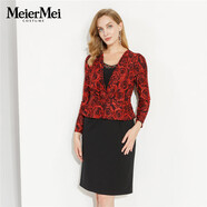 MeierMei玫而美品牌時(shí)尚玫瑰花假兩件連身裙女中長(zhǎng)款春秋連衣裙MCLN27500 H50 36