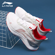 李寧（LI-NING）男鞋運(yùn)動(dòng)鞋輕羽跑步鞋夏新款回彈減震低幫大網(wǎng)面透氣休閑慢跑鞋 標(biāo)準(zhǔn)白/公牛紅（越影） 41