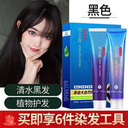 韓金靚 染發(fā)劑植物自然黑清水黑發(fā)焗油一洗黑男女士白頭發(fā)蓋白染發(fā)膏 清水黑 110ml 【可蓋白發(fā)】
