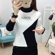 KUFANXI半高領(lǐng)打底衫女秋冬洋氣內(nèi)搭修身女士長(zhǎng)袖T恤百搭上衣服女裝 白色9959 L適合100-115斤
