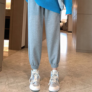 未知魚點300斤胖妹加肥加大碼女裝胖mm300斤衛(wèi)褲大碼女裝寬松褲秋休閑束腳 加絨 灰色【款】 L