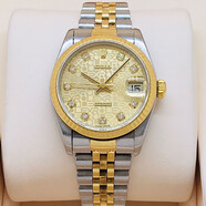 【二手99新】勞力士女表ROLEX日志系列18K黃金后鑲鉆自動(dòng)機械女士手表二手奢侈品腕表 68273金色電腦盤(pán)