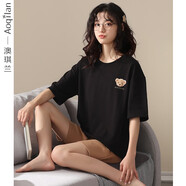 澳琪蘭睡衣女夏季薄款純棉寬松大碼夏天女裝短袖短褲胖MM家居服兩件套裝 C6815 L
