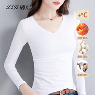 棲紀打底衫女秋冬季新款內搭修身顯瘦長(cháng)袖純色棉外穿上衣 白色 厚款 （V領(lǐng)） XL  建議(114-125斤)