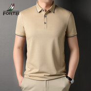 富鋌（FORTEI）短袖t恤男2023春夏新款翻領(lǐng)polo男士T恤商務(wù)休閑短袖體恤打底衫 卡其 105/165/M