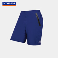 威克多（VICTOR）羽球俱樂部系列 羽毛球服 透氣有彈力男女款針織運動短袖短褲短裙 短褲R-5509VBC/B信標藍 M