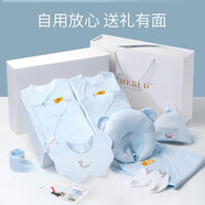阿貝阿果嬰兒禮盒衣服男女寶寶套裝新生兒用品初生高檔剛出生的套盒送禮春 老虎藍B款四季款 59cm (0-3個(gè)月)尊享禮盒裝