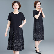 梵花秀中年胖媽媽夏裝連衣裙短袖2025新款大碼40歲50中老年人女洋氣裙子 高品質(zhì)連衣裙 2XL 建議穿130-140斤