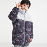 安奈兒（Annil）童男童中長款棉衣冬新款大童毛絨立領防風保暖棉服加厚 黑調(diào)花 140cm