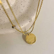 鈦鋼不掉色雙層字母圓牌項鏈氣質(zhì)鎖骨鏈輕奢小眾金色高級甜酷風(fēng)女