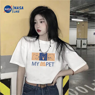 尚簡紛秋季潮流辣妹甜美風(fēng)愛心t恤女高腰短款上衣ins純棉短袖女韓版寬松 白色【233】熊鳥刺猬 S 建議65-85斤
