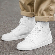 耐克（NIKE）男鞋Air Jordan 1 Mid 中幫籃球鞋 554724-126 純白 41