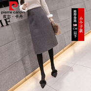 皮爾卡丹（pierre cardin）千鳥格半身裙女小個子包臀裙秋冬2023一步裙高腰毛呢中長裙a字裙 灰格(小個子) L