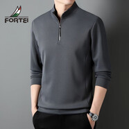 富鋌立領(lǐng)衛衣男士純色運動(dòng)休閑半拉鏈長(cháng)袖體恤衫中青年大碼百搭打底衫 官方旗艦2318/灰色 XL 52/115/175