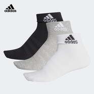adidas阿迪達斯襪子男襪女襪休閑運動(dòng)純色籃球襪耐磨跑步襪透氣訓練襪 短筒 黑白灰3雙 IC1283 【M】鞋碼39-42碼