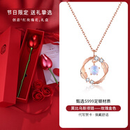 AIF莫比烏斯環(huán)999純銀項鏈女鎖骨鏈輕奢高級感生日禮物送女友送老婆 玫瑰金色/一枝玫瑰花禮盒/可刻字