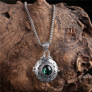 藏漢屋 925銀鏤空可打開(kāi)裝東西熏香丸球水晶嘎烏盒空心香囊香水散香盒項鏈吊墜中小噶烏女 配60厘米鈦鋼項鏈