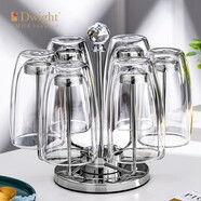 德韋特（DWIGHT）高檔耐熱水晶玻璃杯套裝雙層隔熱龍井泡綠茶杯家用加厚喝水杯子 500ml雙層杯*6+杯架