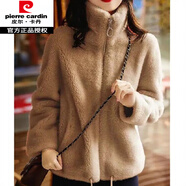 皮爾卡丹（pierre cardin）加絨加厚外套女春秋季雙面絨保暖高領(lǐng)衛(wèi)衣女開衫拉鏈抓絨衣女絨衫 法國品牌5029卡其色【珊瑚絨】 法國品牌M
