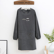 長(cháng)袖圍裙女家用廚房媽媽做飯炒菜衣服純棉罩衣大人反穿衣冬季帶袖子咖啡店工作服 灰色