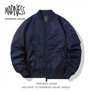 MADNESS HOUSE余文樂(lè)潮牌棒球服男重工飛行員機(jī)車服防水機(jī)能工裝休閑夾克外套 2216-藍(lán)色（春秋款） XL （推薦體重135-150斤）