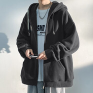 百鵲亭夾克男2025春夏季美式潮牌運(yùn)動(dòng)連帽開(kāi)衫外套男青少年時(shí)尚衛(wèi)衣男 深灰色（純色） 5XL
